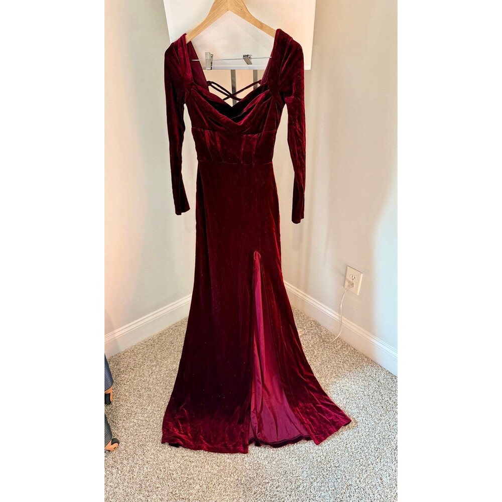 Maroon velvet dress